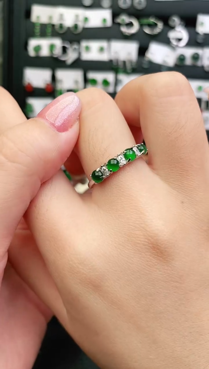 银S925镶嵌戒指翡翠0