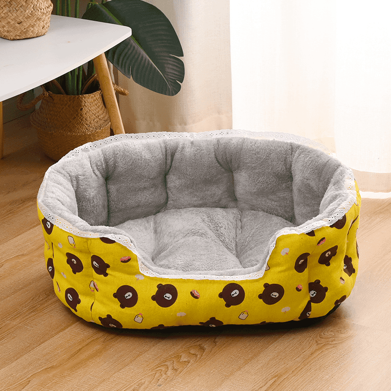 冬季加绒保暖全可洗大中小型犬狗窝猫窝花边深度睡眠宠物窝床用品