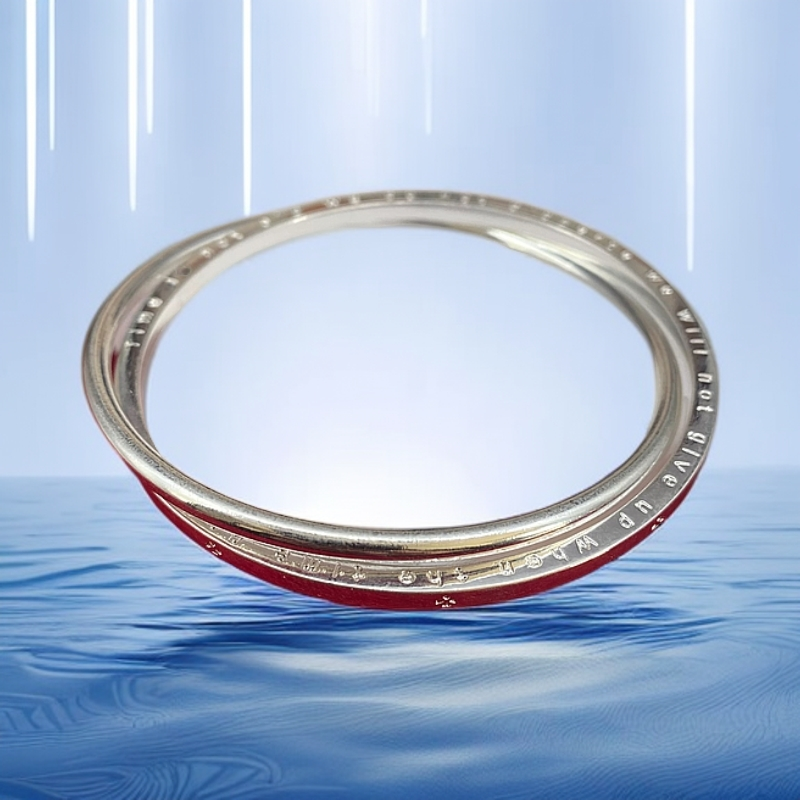 足银手镯 21号-双圈环绕四叶草