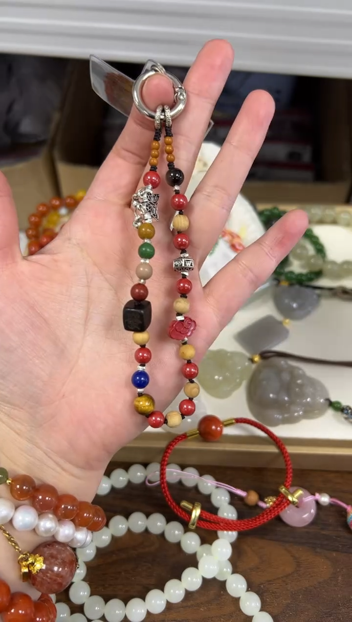 天然辰砂孤品帝王砂朱砂多宝编制款挂件[07]