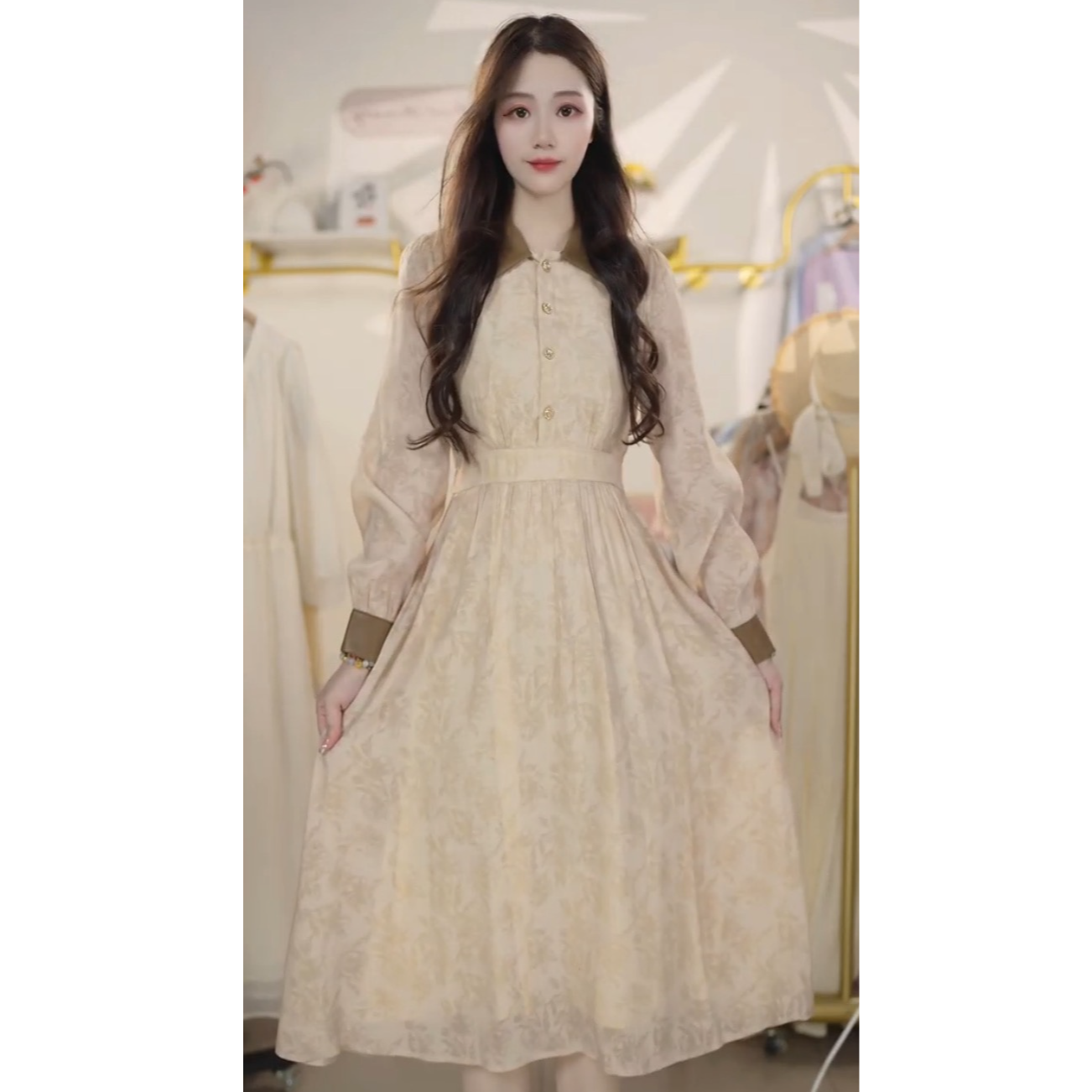 长袖名媛连衣裙女2025秋季新款女装气质法式裙子Y5482301