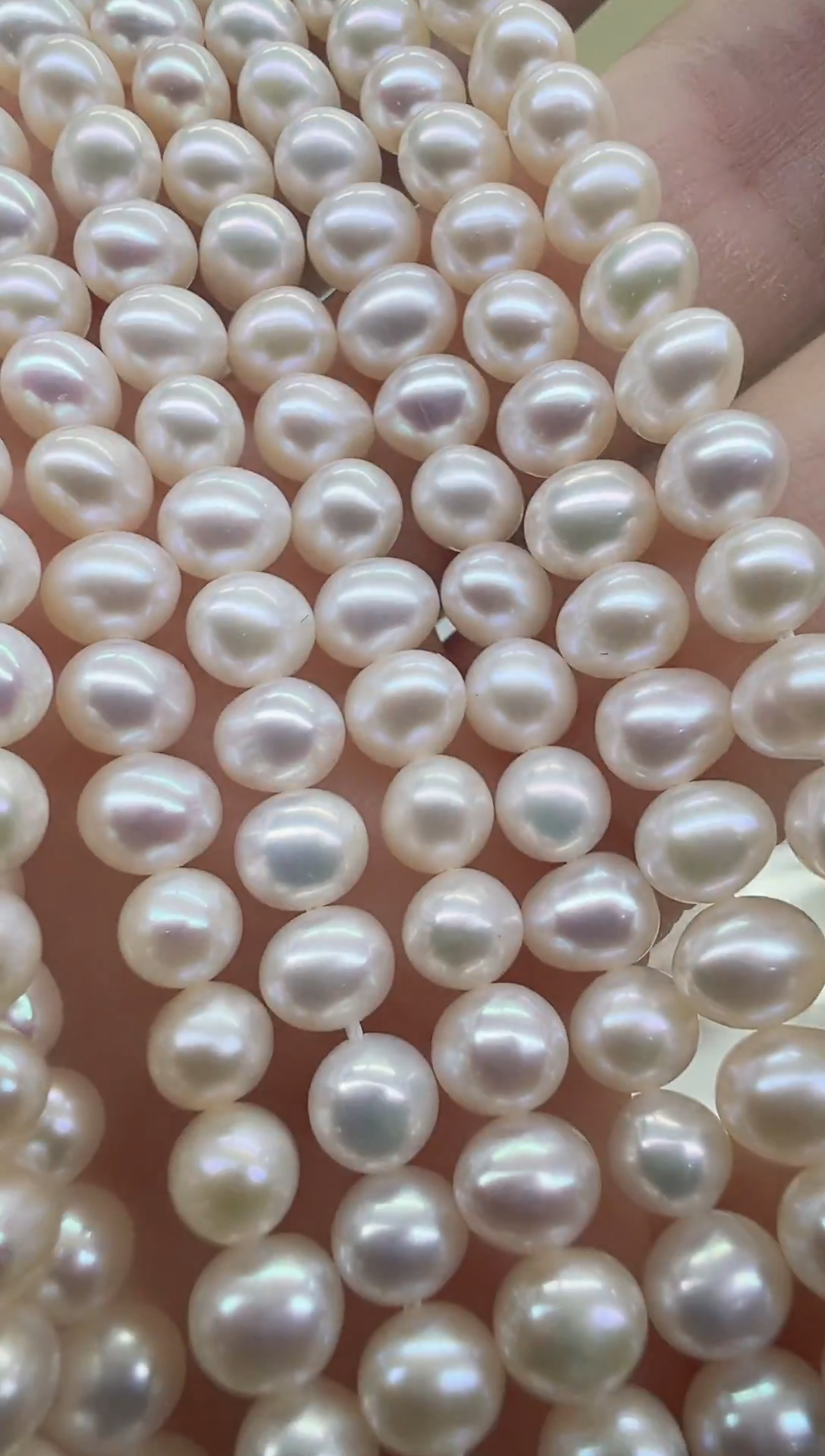 未镶嵌半成品项链淡水珍珠极光白色鸡蛋圆4.5-5mm