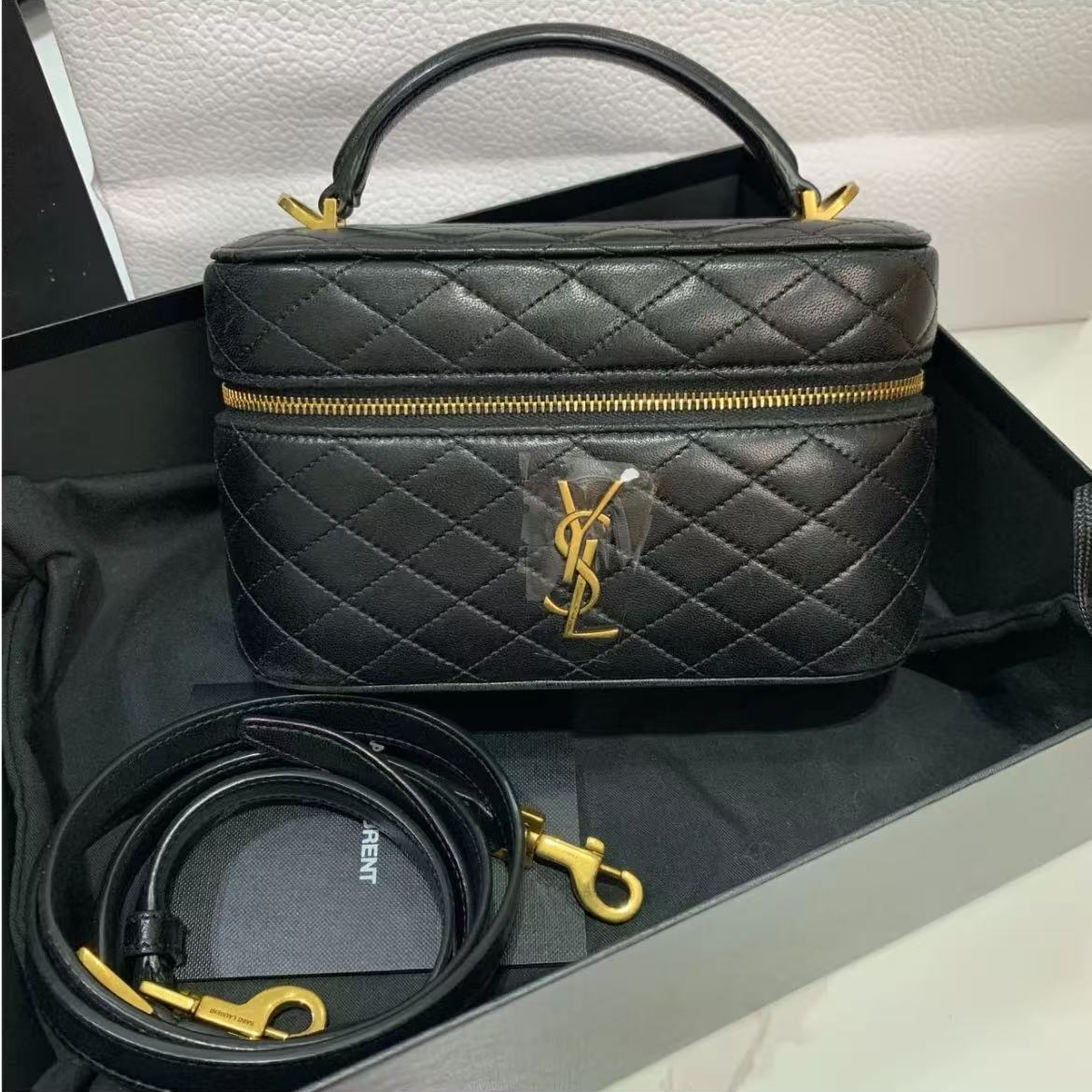99新 YSL/圣罗兰 【总仓】Gaby 黑金 盒子包/BGD903390001