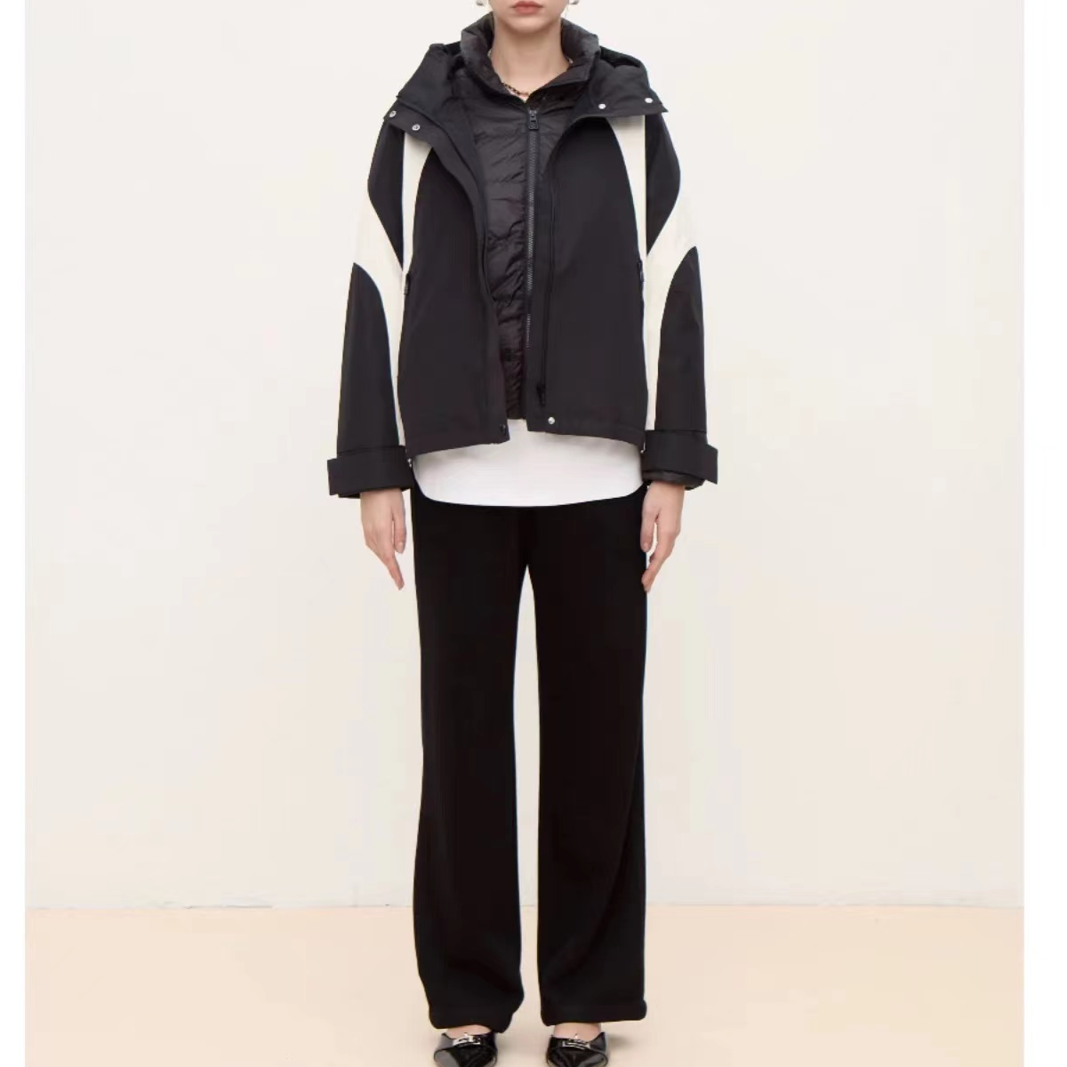 冬季新款百搭休闲风两件套冲锋衣羽绒服 H2633