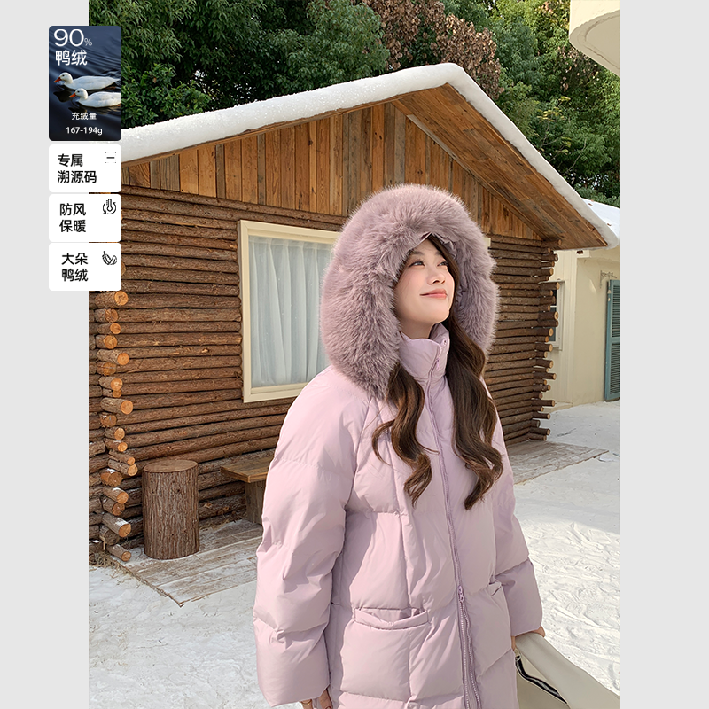 裂渡宣宣【雪夜暖炉】韩系白鸭绒外套女冬气质保暖羽绒服ZY510F01