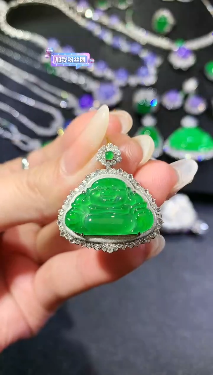 【闪购商品】翡翠吊坠(不含链)18K金镶嵌44-佛公