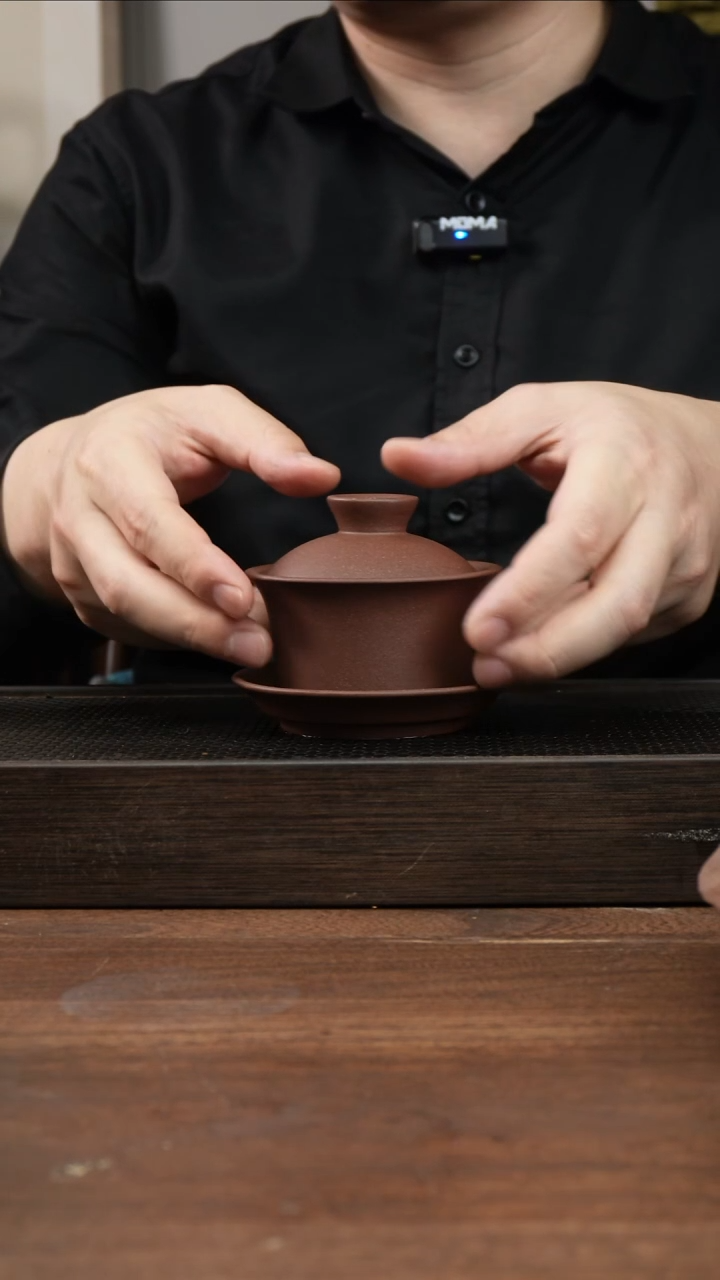 茶杯紫砂紫泥马蹄形盖碗   ！