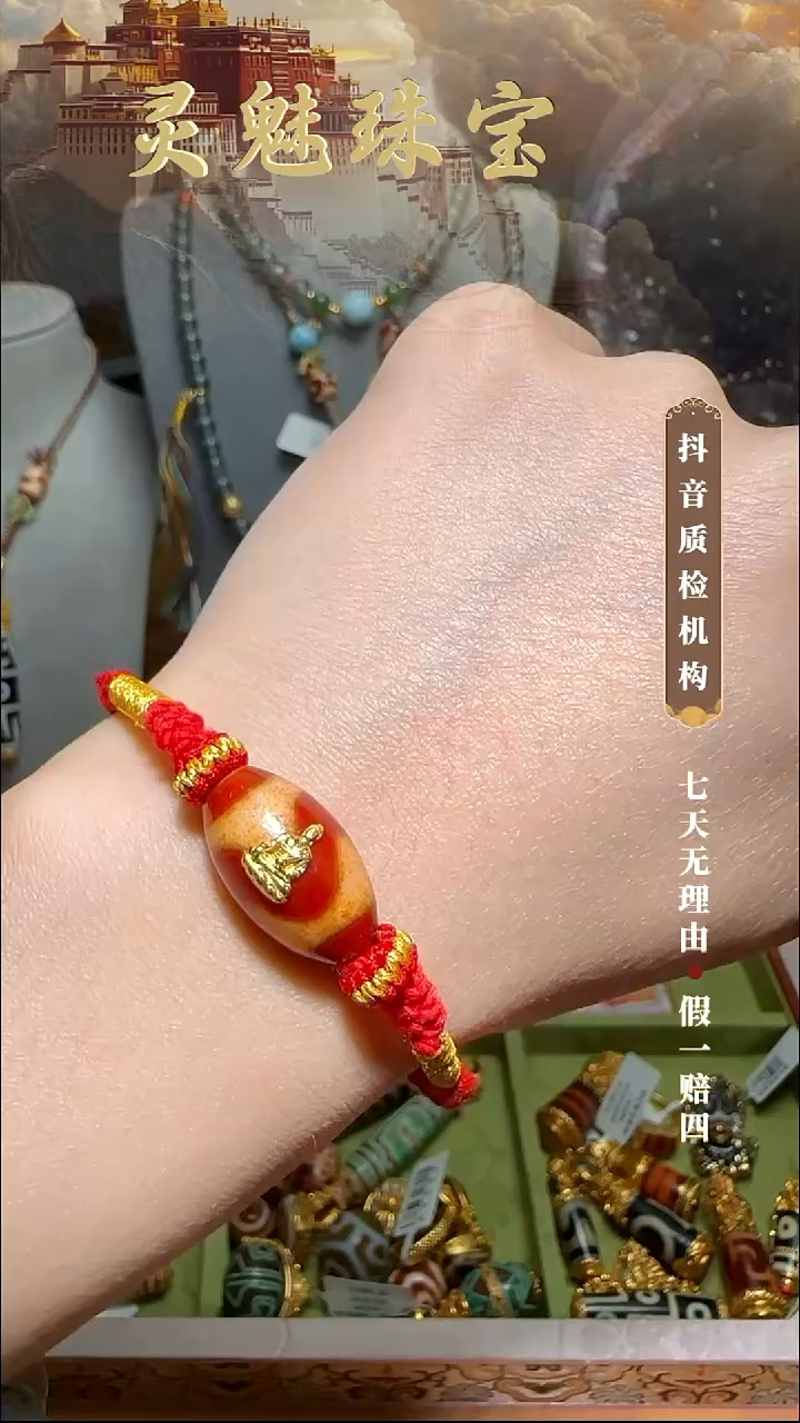 玛瑙/玉髓（覆膜）颈饰18K金镶嵌手串