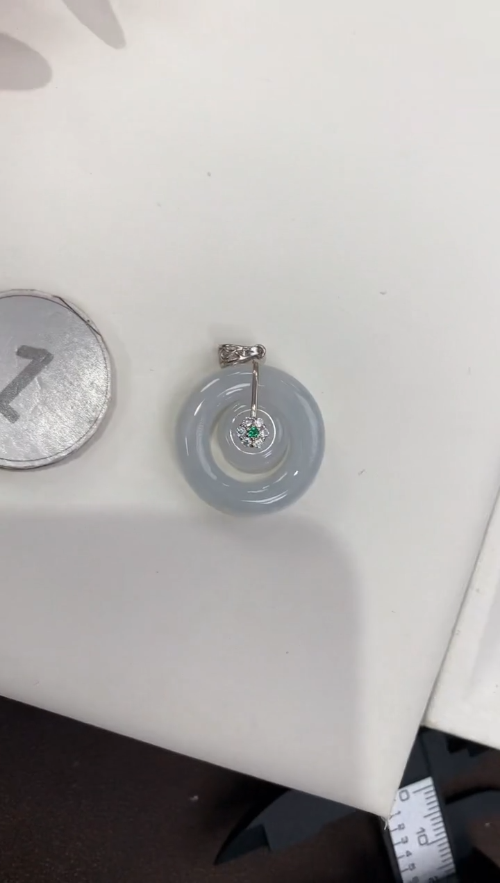 颈饰银S925镶嵌翡翠天然缅甸a货翡翠