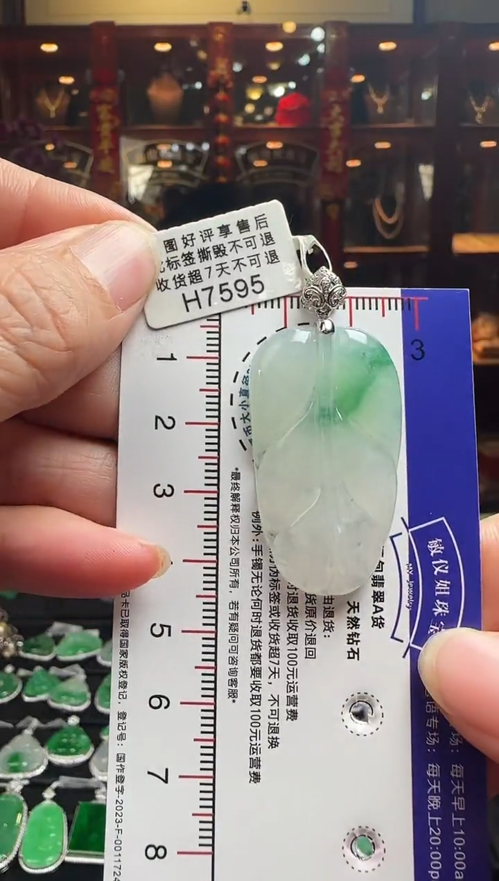 【闪购商品】翡翠颈饰18K金镶嵌H7595冰叶子