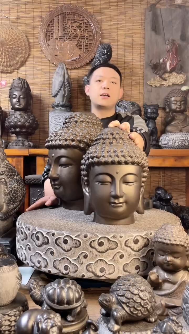 【闪购商品】30佛头天然青石雕刻