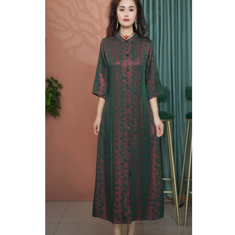 夏季新款显瘦遮肉开衫大码中老年连衣裙