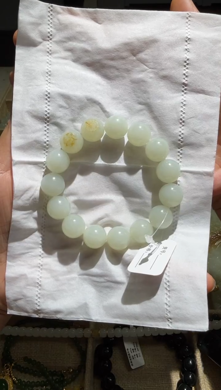 未镶嵌手链和田玉用****0天然和田玉新疆玉龙喀什河白玉手串