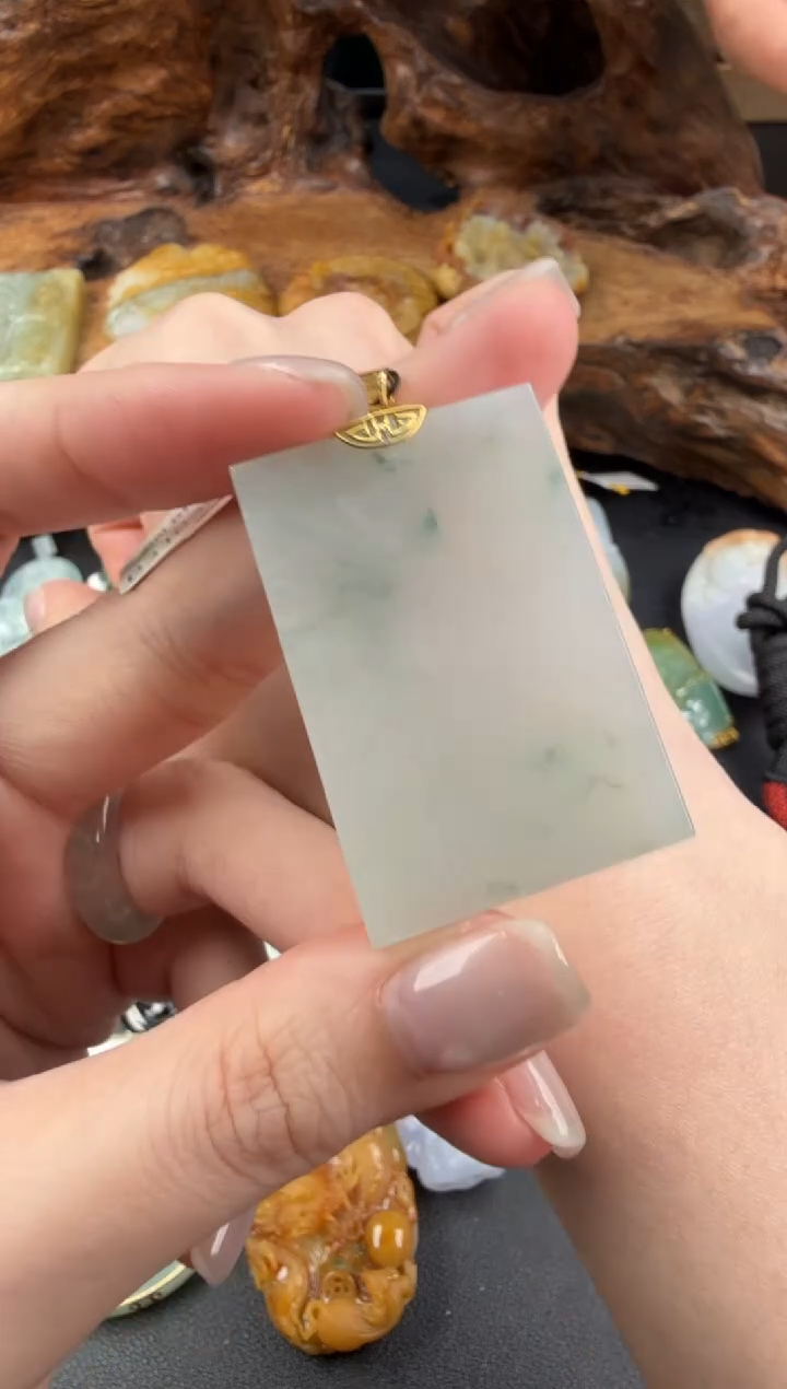 吊坠(不含链)18K金镶嵌翡翠翡翠饰品-241