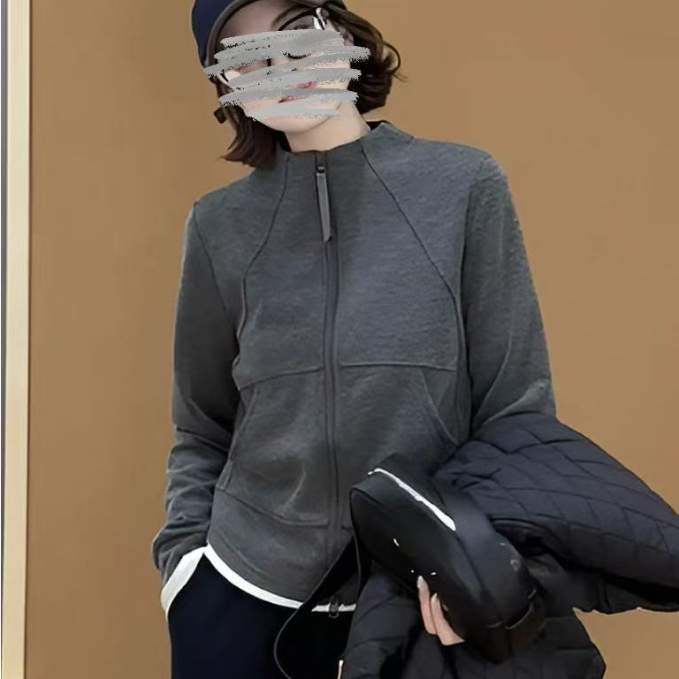 秋冬季时尚修身显瘦立领百搭休闲长袖开衫卫衣