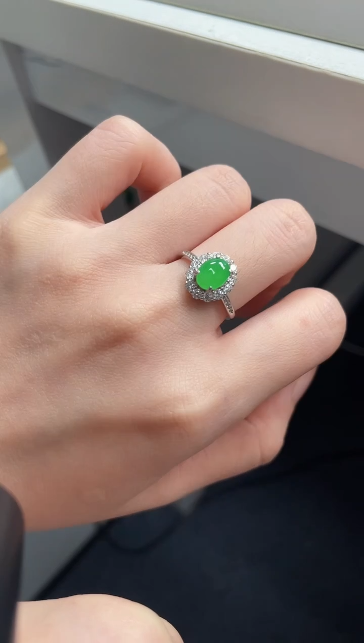 翡翠戒指银S925镶嵌111111