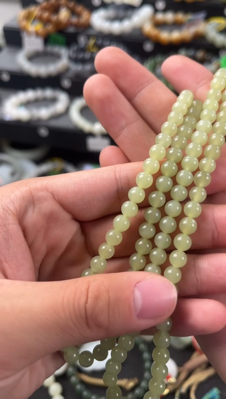 【闪购商品】和田玉手串未镶嵌若羌青黄口108手串卡6微色差
