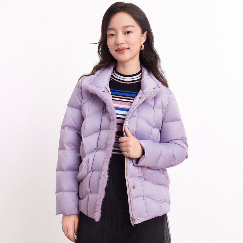 Koradior/珂莱蒂尔「90绒」保暖气质高洁净度毛领羽绒服KR00972T1
