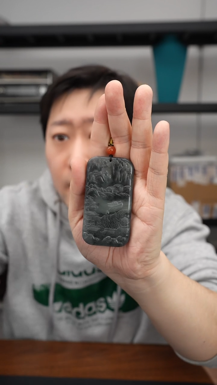 未镶嵌和田玉挂件DS1034和田玉青花平安牌吊坠