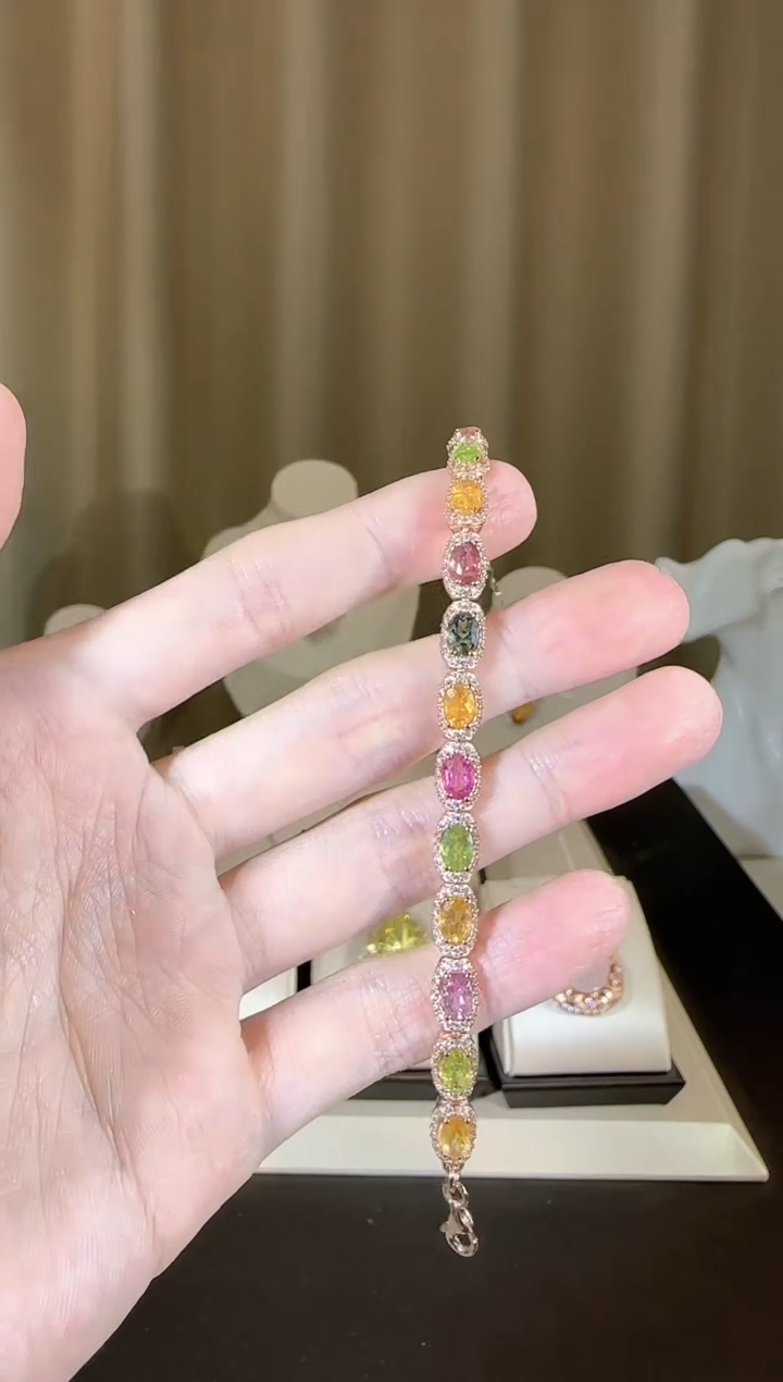 【闪购商品】碧玺手链银S925镶嵌设计款