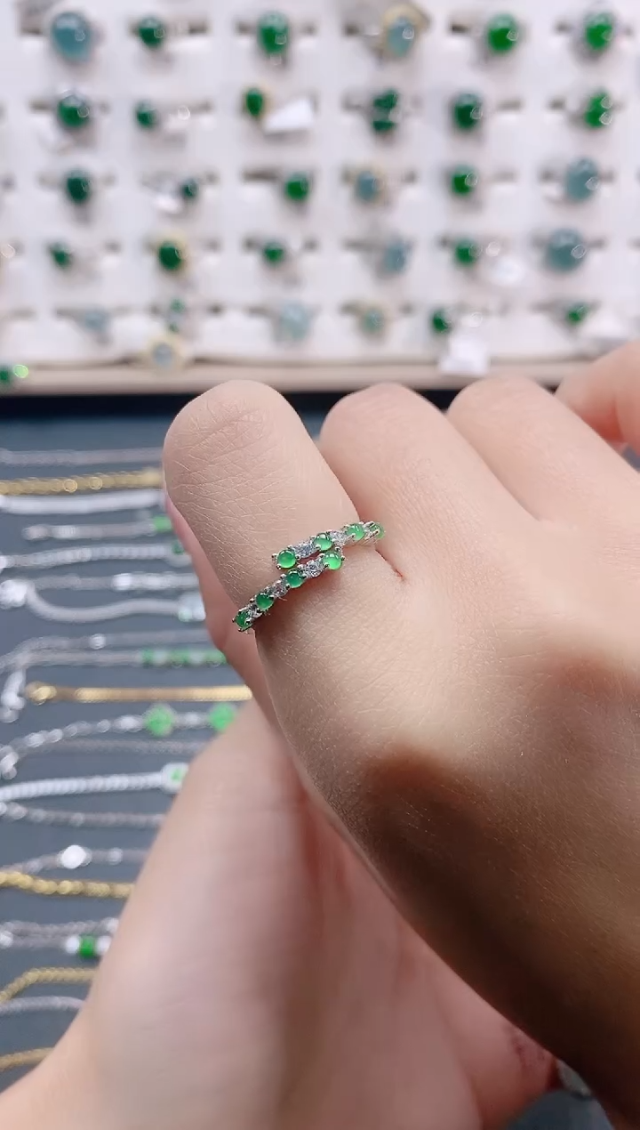 【闪购商品】翡翠戒指银S925镶嵌天然翡翠