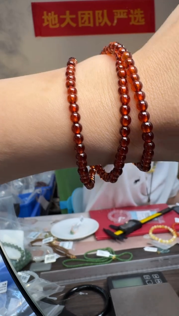 石榴石手串未镶嵌橙色石榴石圆珠手串
