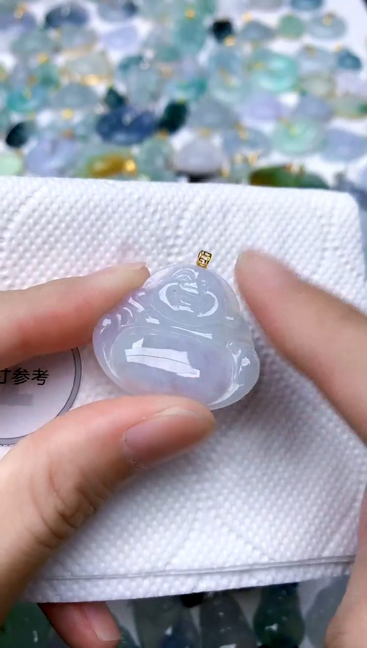 颈饰18K金镶嵌翡翠天然A货翡翠