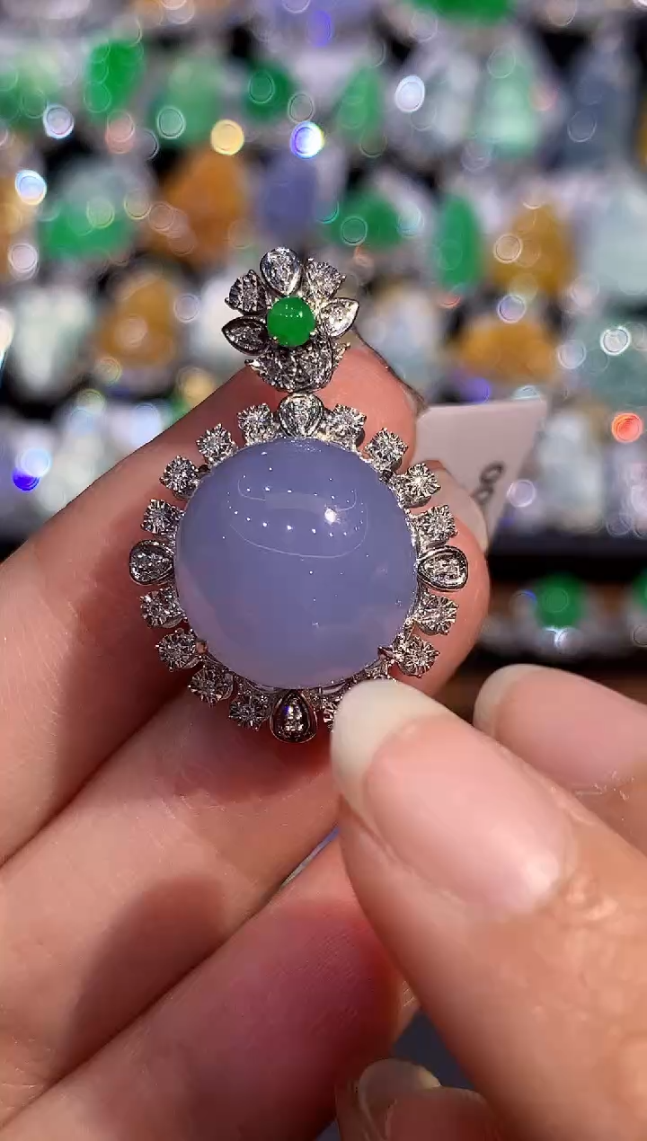 吊坠(不含链)18K金镶嵌翡翠L多样性发其一