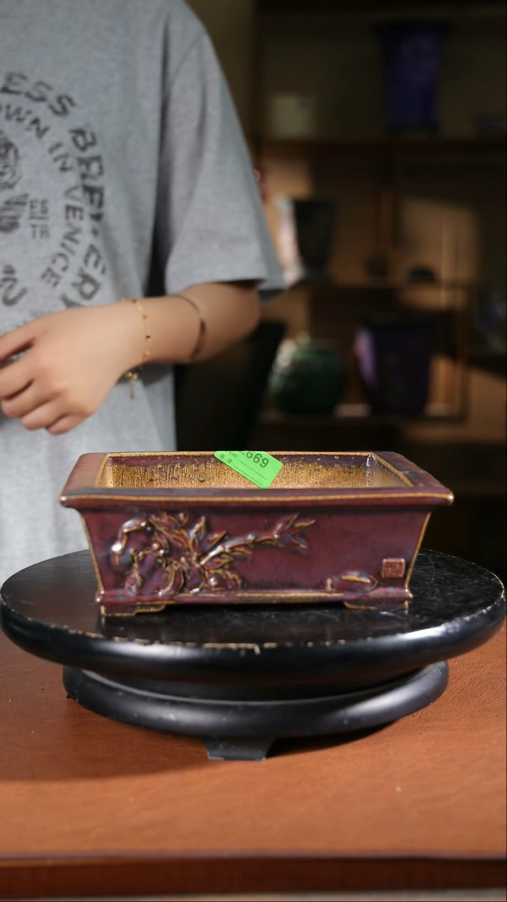 【限时买三免一活动】长方贴花盆669