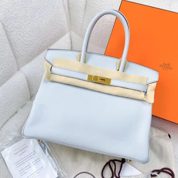 99新 Hermes/爱马仕 活动【小花Han】Birkin 30 圣杯蓝Togo皮 Z刻包