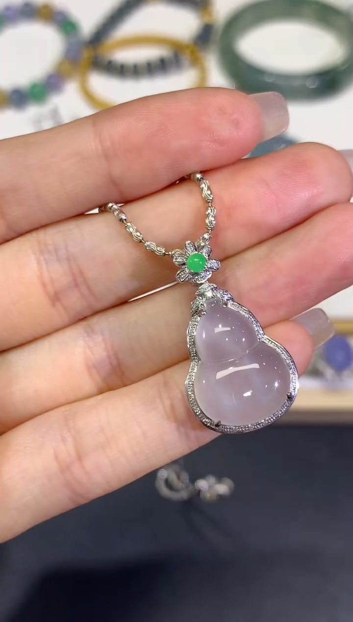 【闪购商品】翡翠颈饰18K金镶嵌团购14