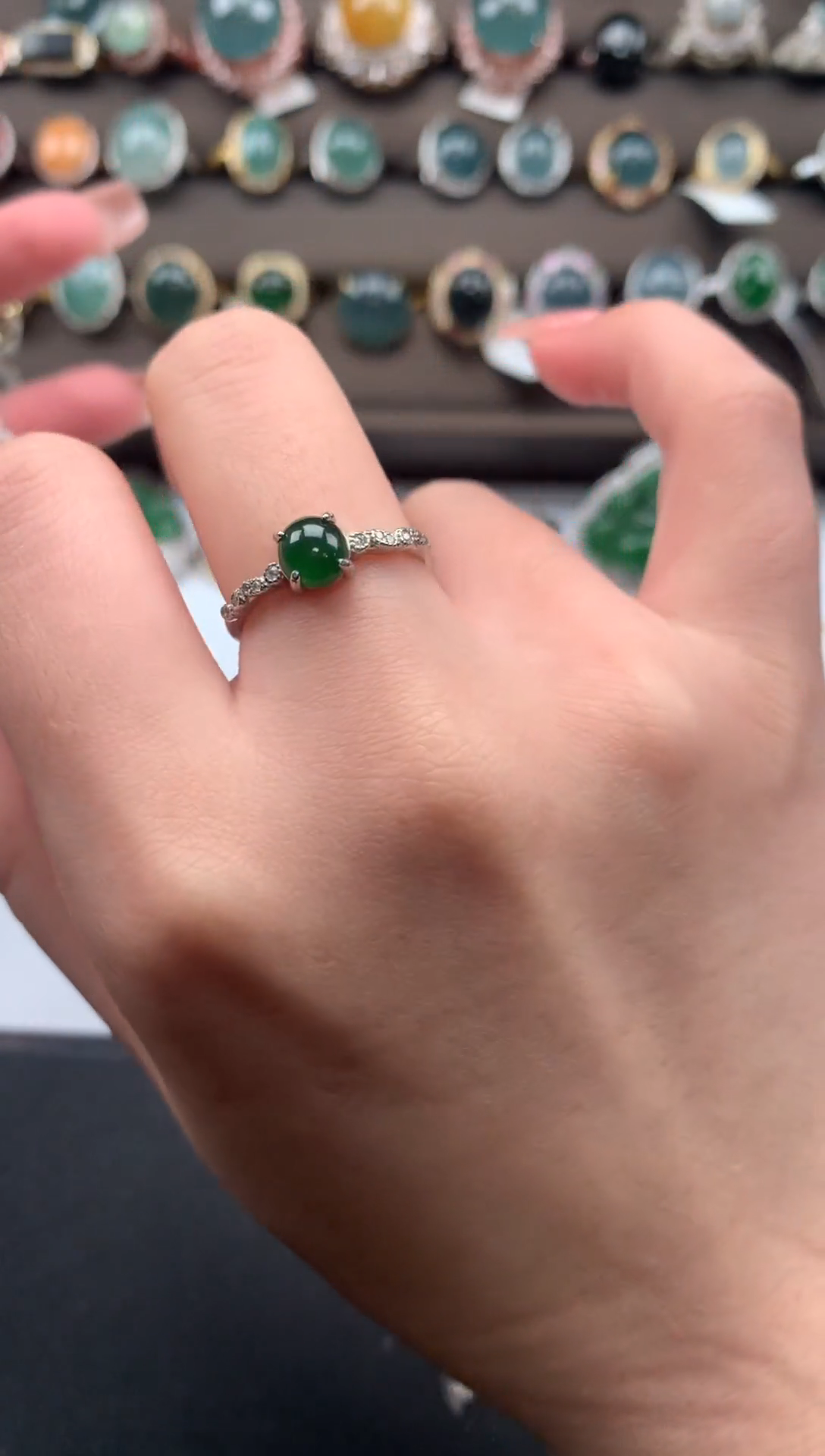 【闪购商品】翡翠戒指银S925镶嵌52114