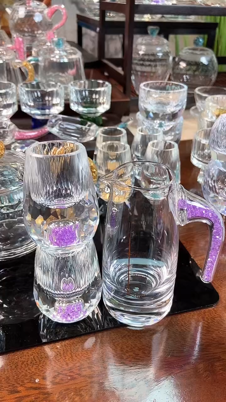【闪购商品】玺宴新款水晶一壶两水滴杯紫罗兰