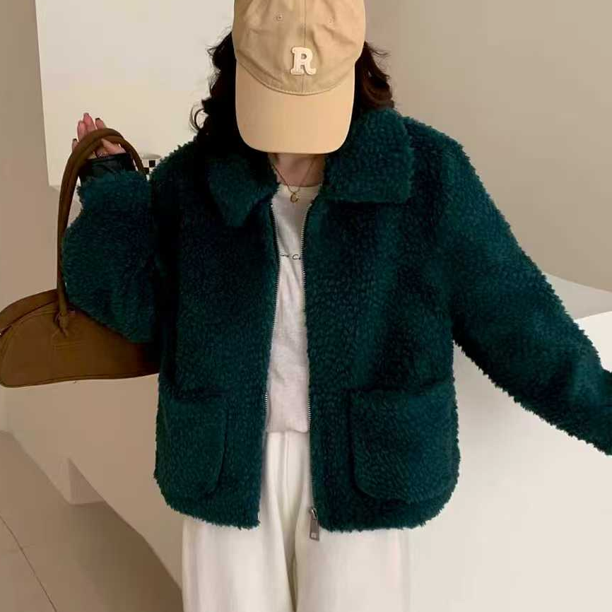 0701 羊羔毛翻领有质感加厚外套女超火减龄绝美巨好看冬装大仓库