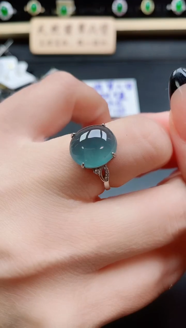 银S925镶嵌戒指翡翠1