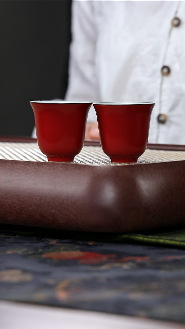 茶壶紫砂stcy 茶道周边 故宫红 小闻香杯 2两只