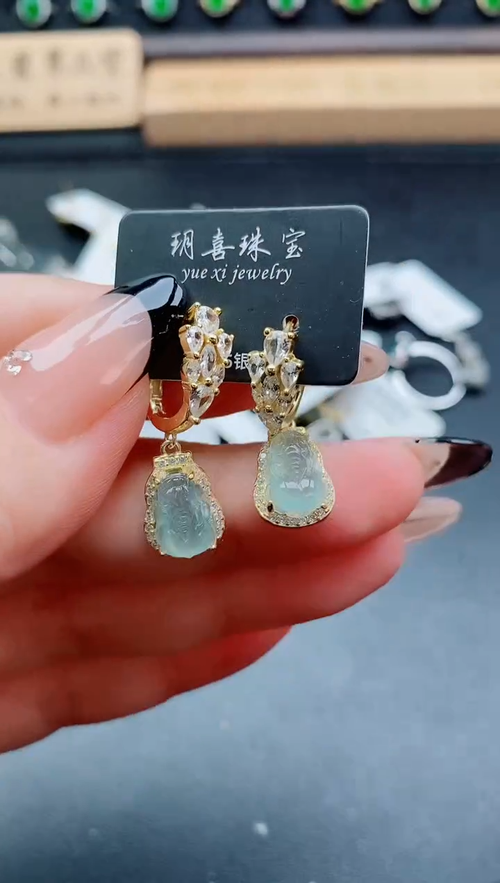银S925镶嵌戒指翡翠1
