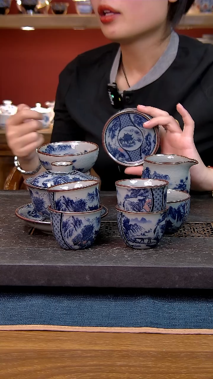 简装家用款9件套 老陶泥开片纹陶瓷茶具