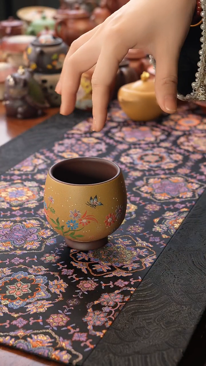 茶壶紫砂zzt紫泥粉浆百花杯