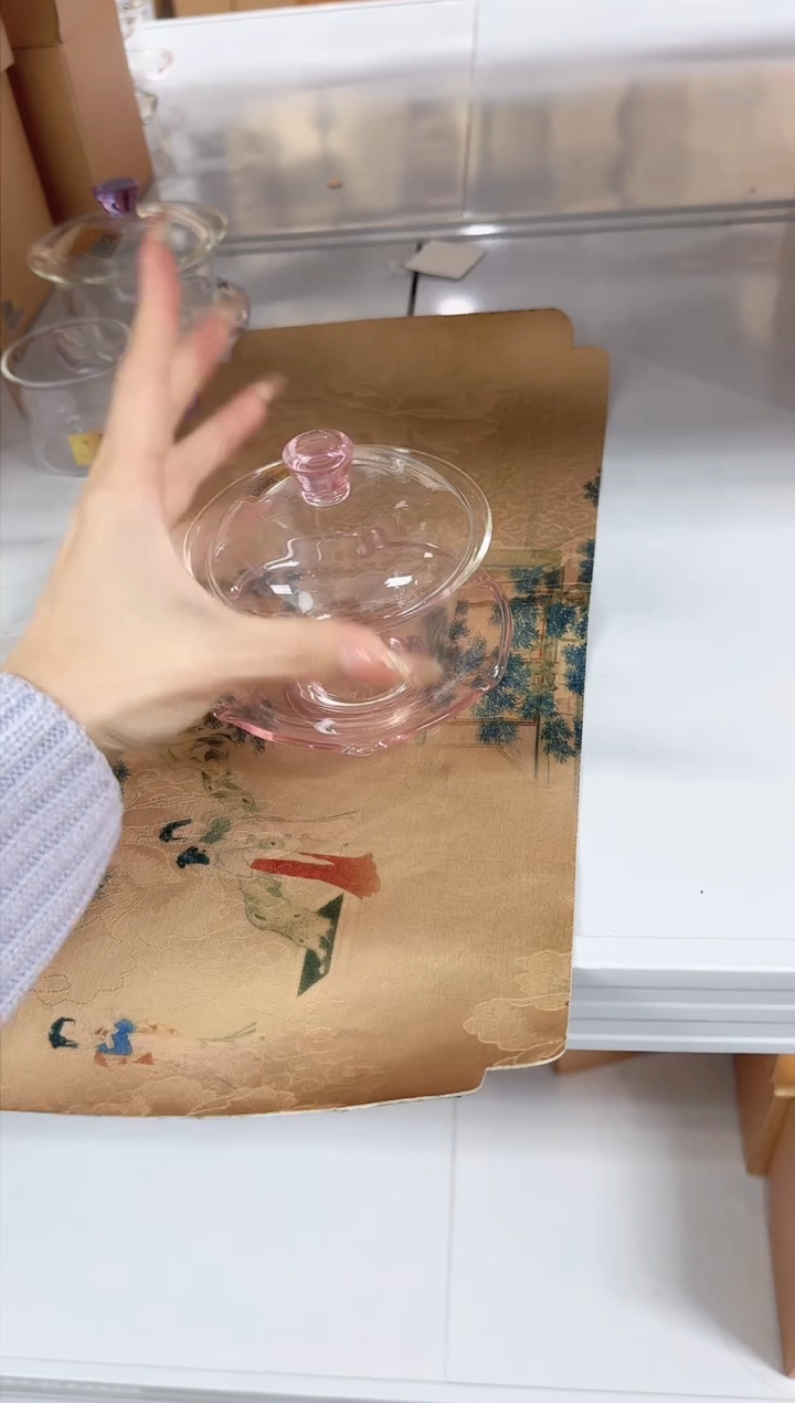 【闪购商品】@@禾器荷叶盖碗浅粉色+茶席一条