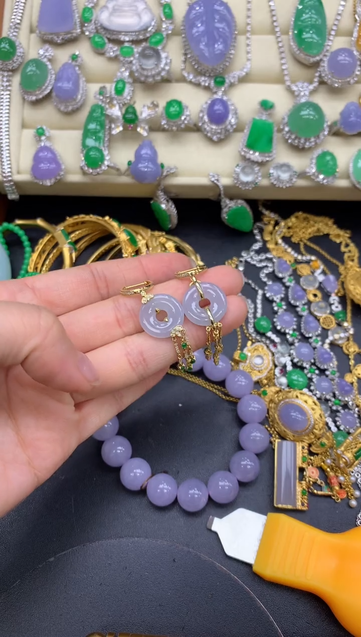 【闪购商品】翡翠耳饰18K金镶嵌422-中国好珍宝