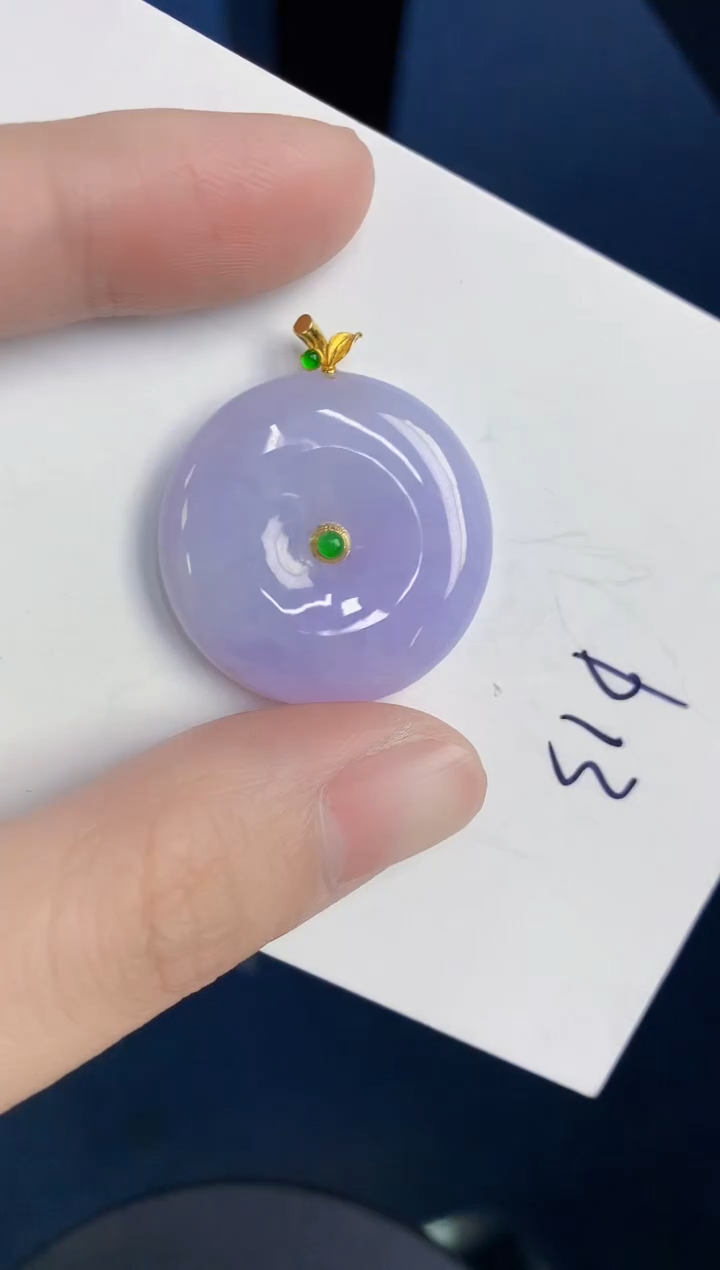 颈饰18K金镶嵌翡翠天然翡翠缅甸A货