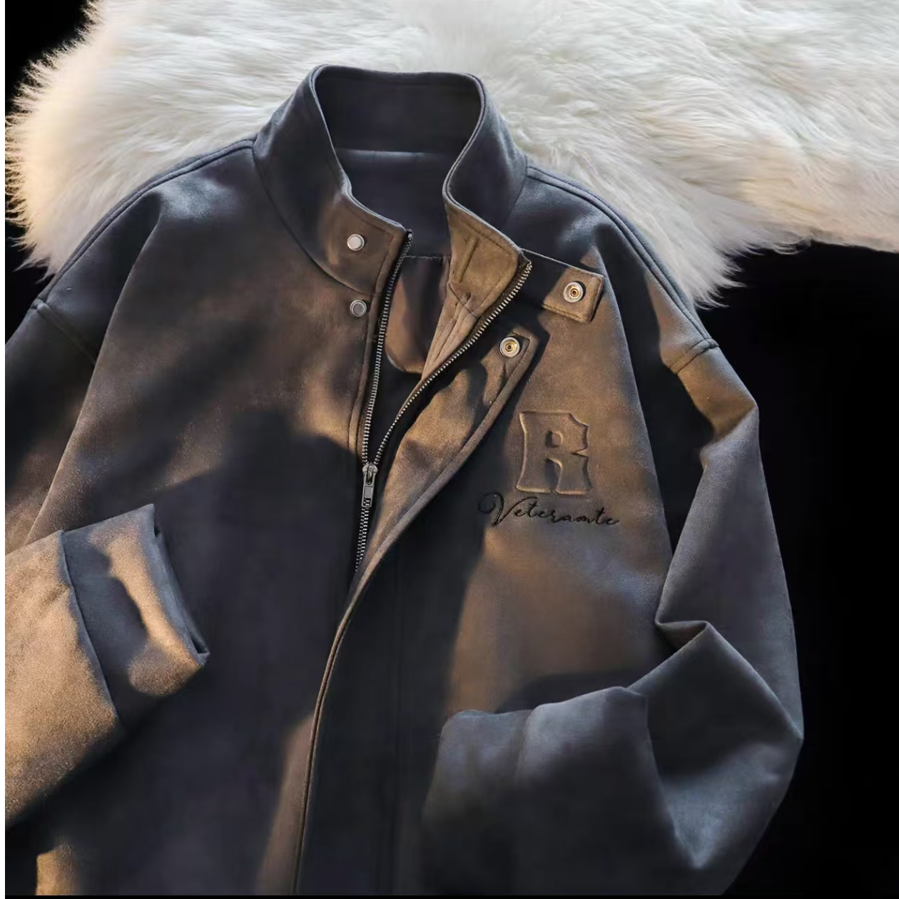 钢印仿麂皮开衫（No退换）