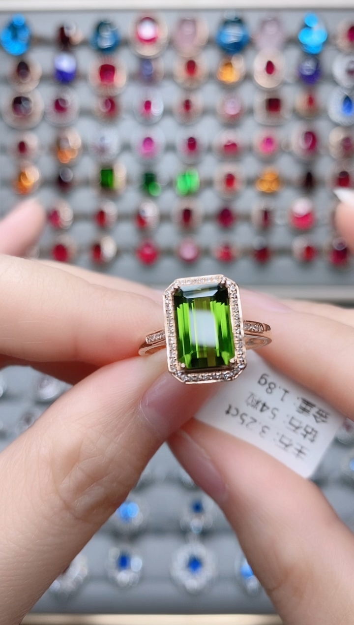 【闪购商品】绿色碧玺18K金戒指18K金镶嵌.
