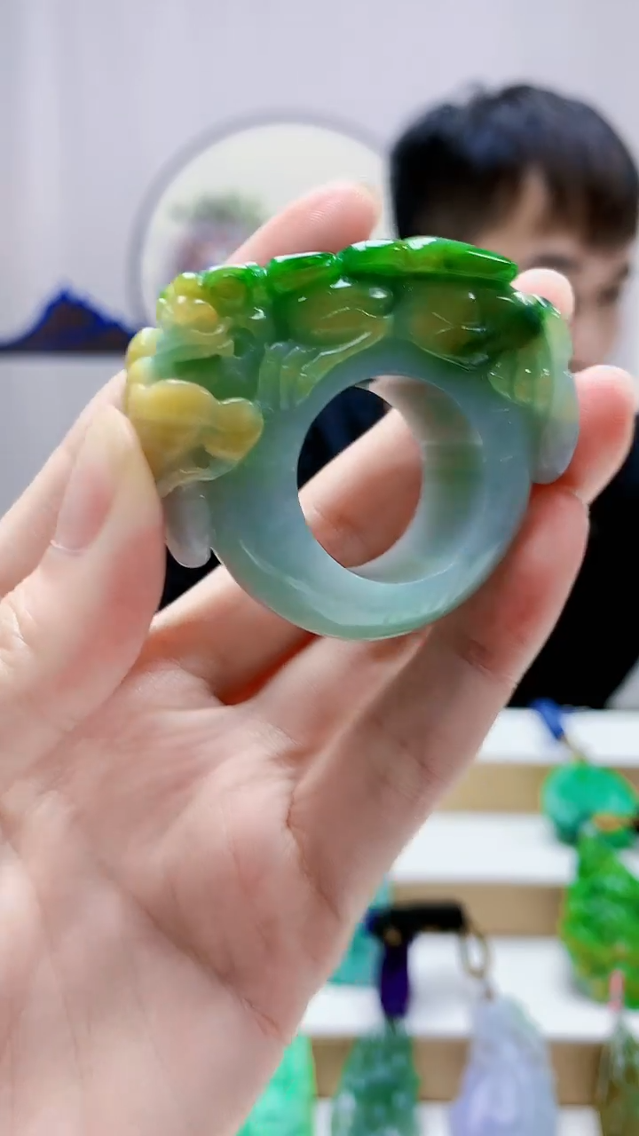 未镶嵌定制翡翠4868zm-毛货挂件扳指116