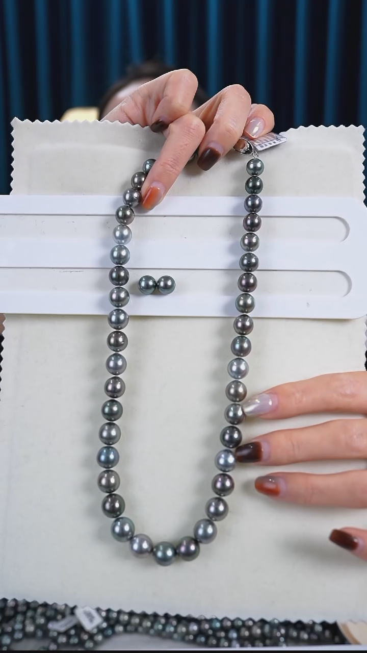 【闪购商品】海水珍珠裸珠未镶嵌8.6-10.3mm大溪地项链+耳钉