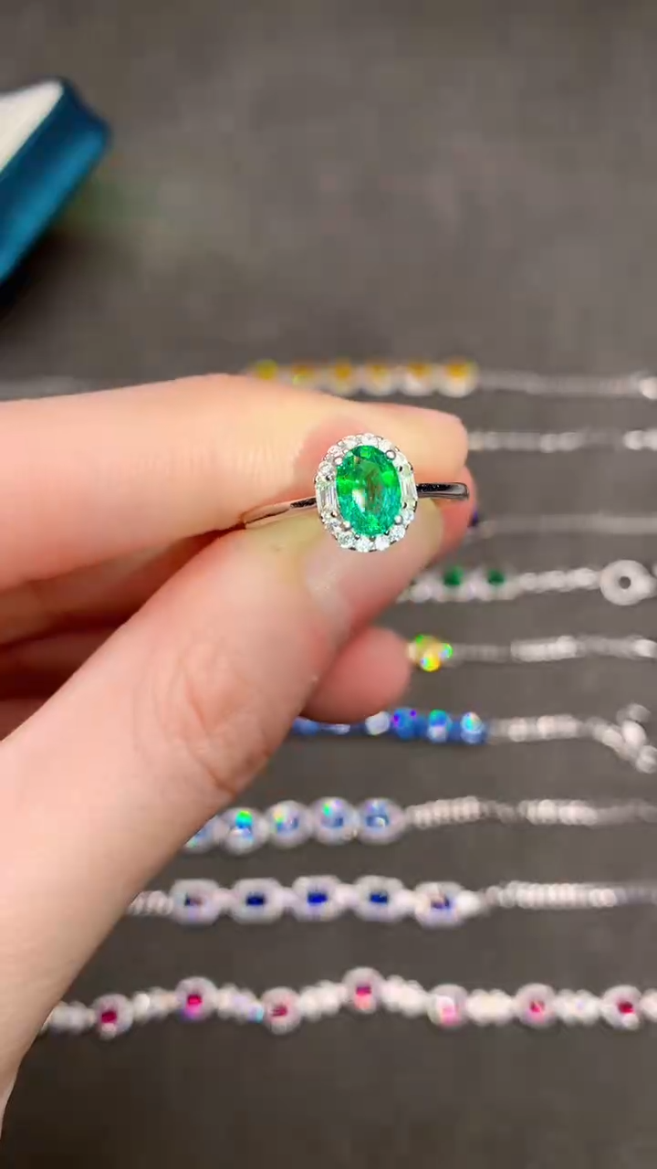 【闪购商品】祖母绿戒指银S925镶嵌.......