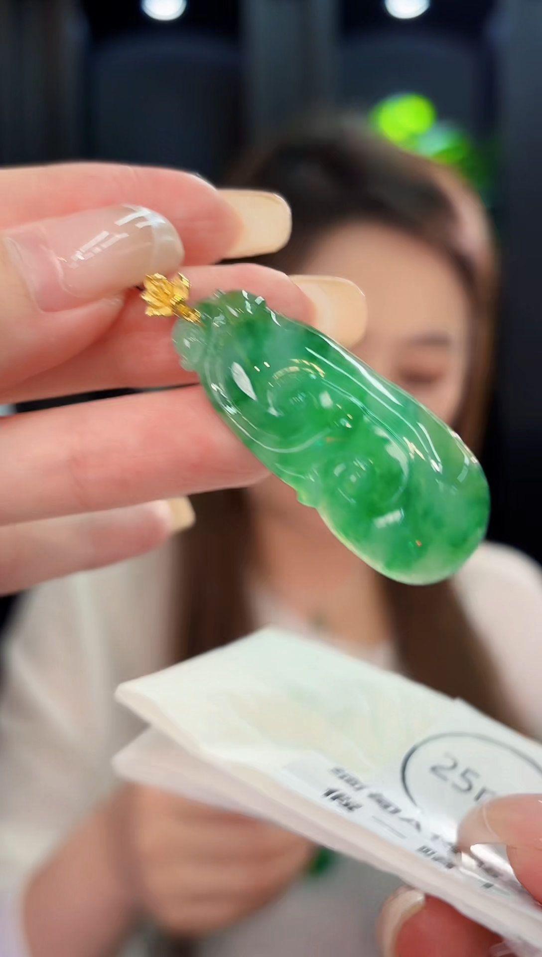 翡翠18K金镶嵌颈饰 缅料A货/支持复检/一件