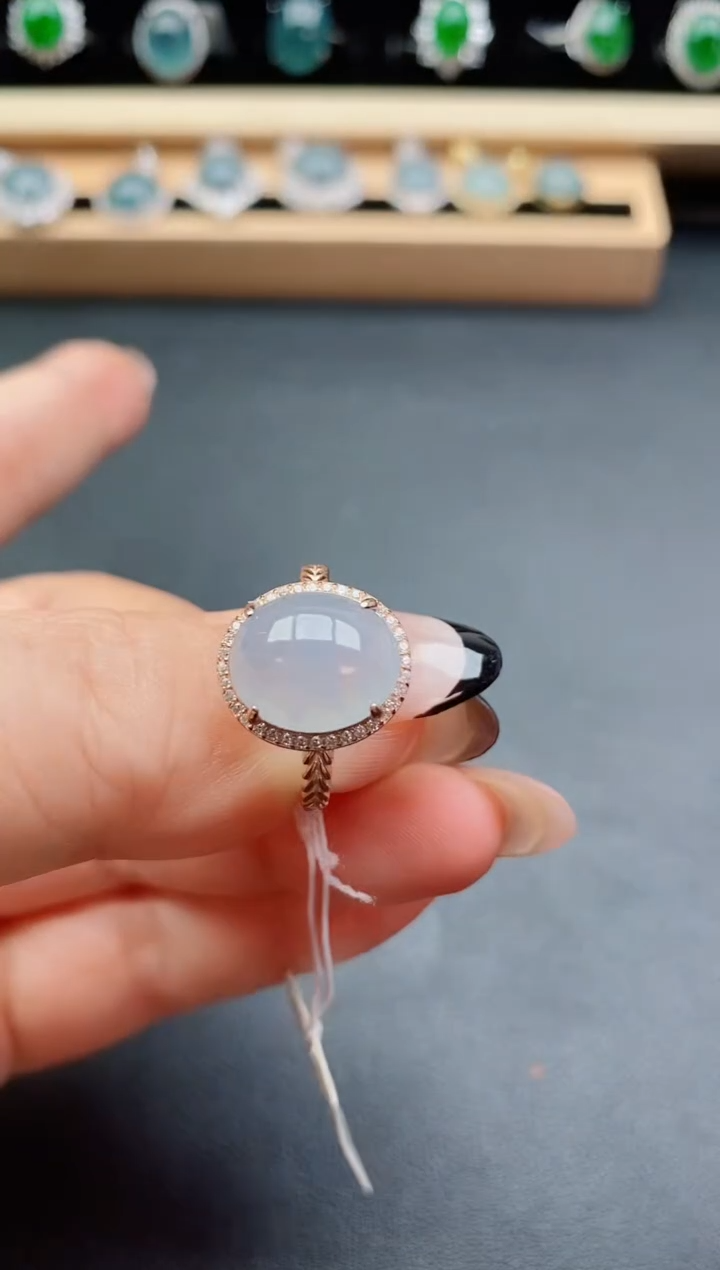 翡翠戒指银S925镶嵌85000