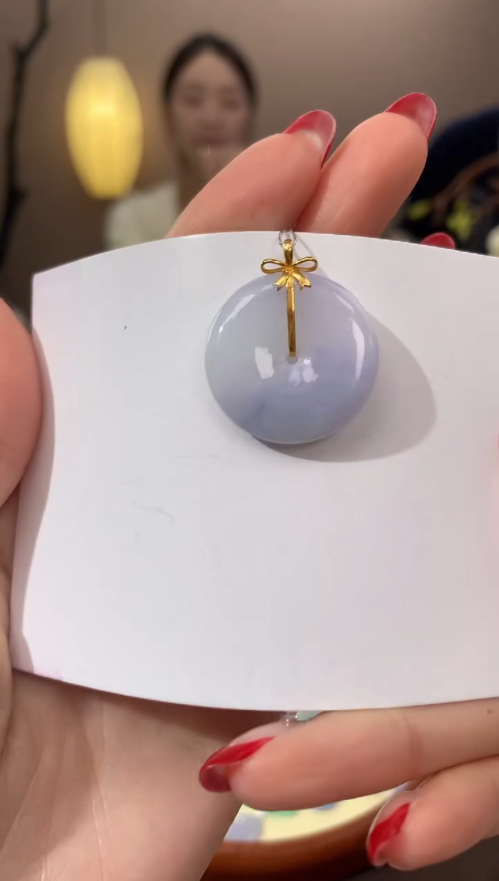 【闪购商品】翡翠颈饰18K金镶嵌天然缅甸a货翡翠